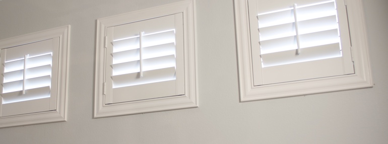 Small Windows in a San Diego Garage with Plantation Shutters
